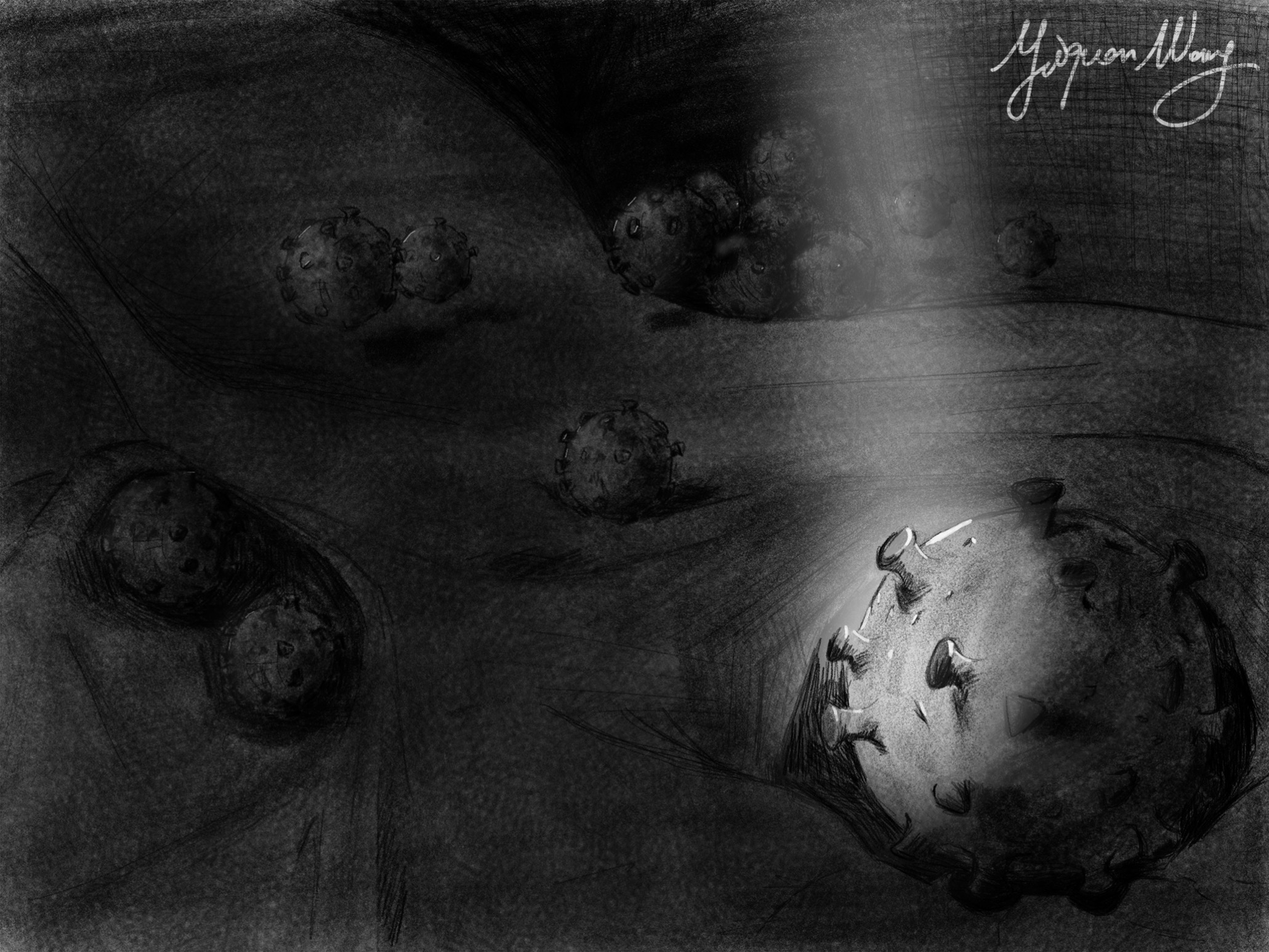 Viruses illuminated in a cavern