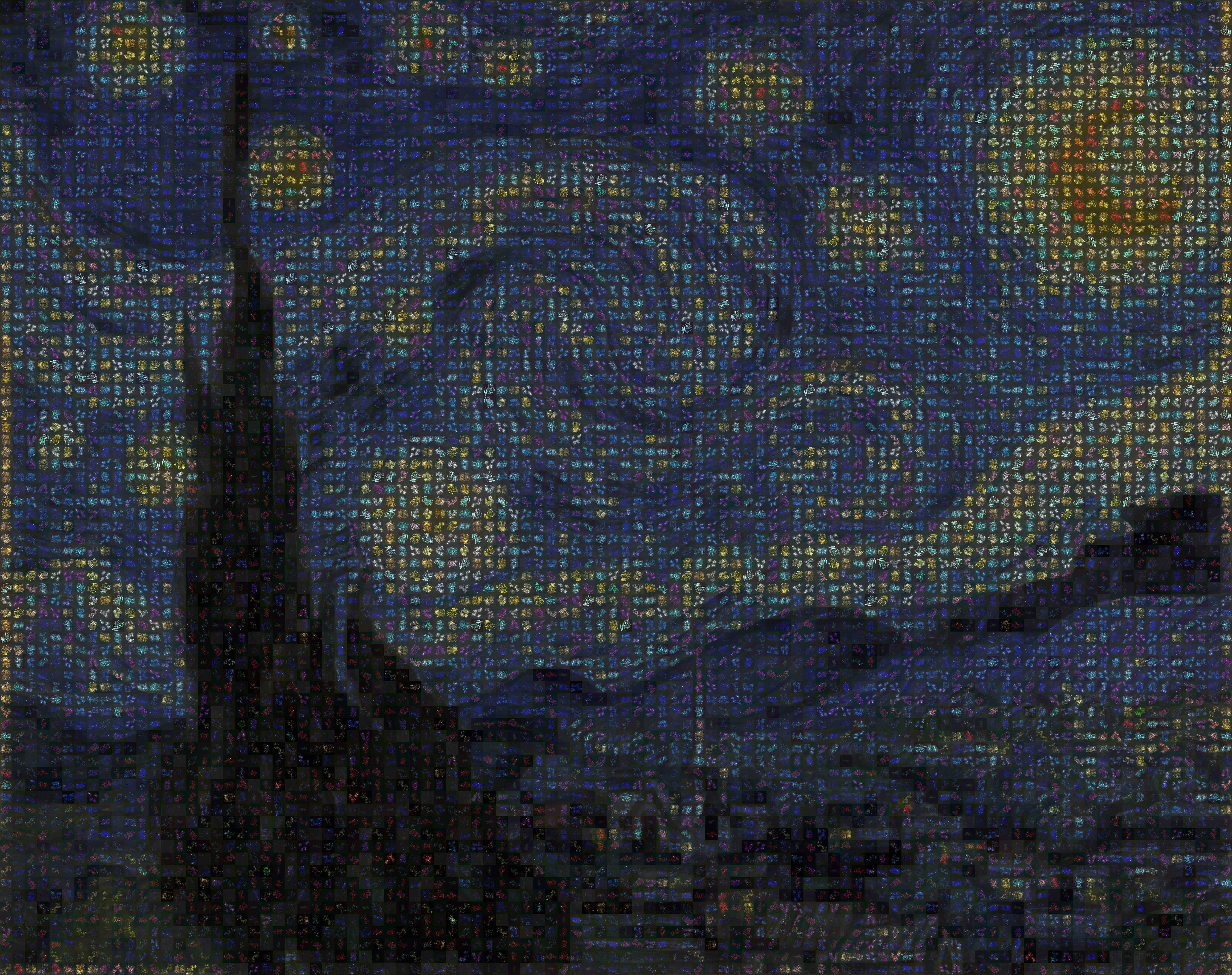 Starry Night rendered with molecular motifs